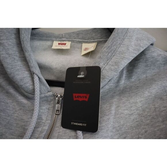 Levi’s A07770003 Women Sz L Gray Heather Standard Fit Full Zip Hoodie Jacket - Picture 4 of 9